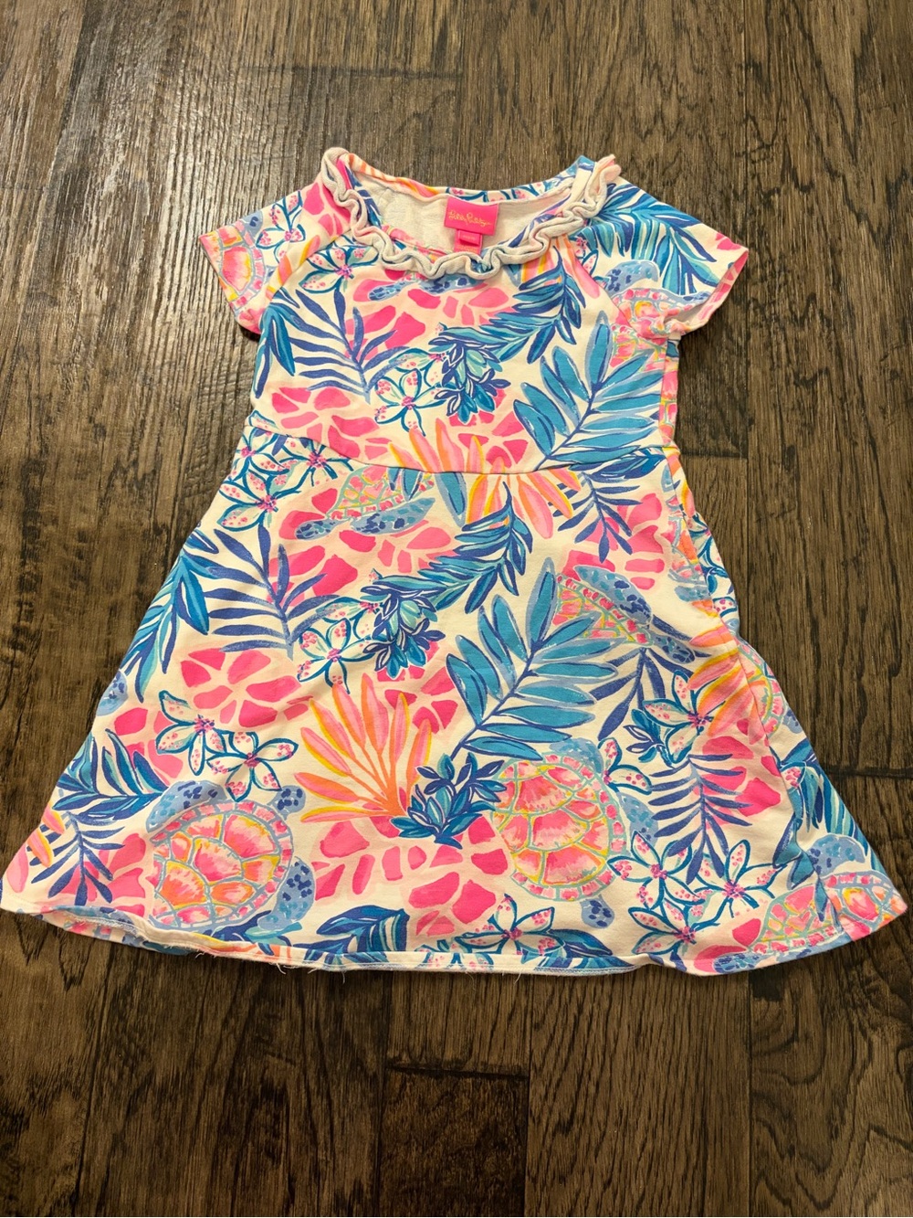 Lilly Pulitzer Tropical Turtle Print Dress - Pink & Blue